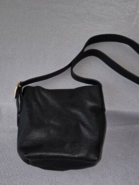 ANTONIO MELANI Black Pebbled Leather Shoulder Bag